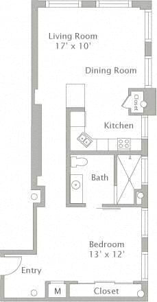 Floor plan layout diagram for 1M