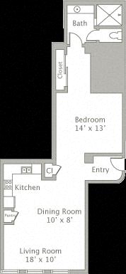 Floor plan layout diagram for 1P