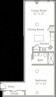Floor plan layout diagram for 1R