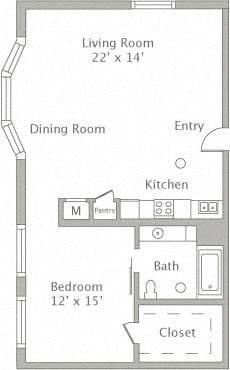 1T floor plan