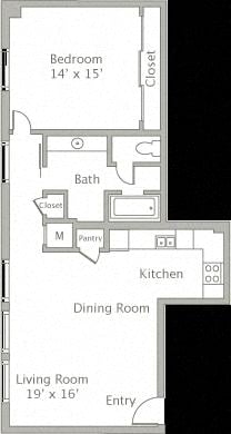 Floor plan layout diagram for 1U