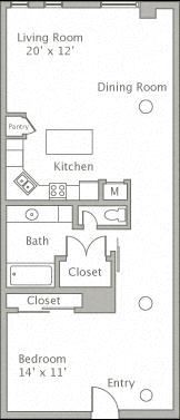Floor plan layout diagram for 1W