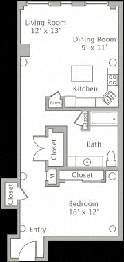 Floor plan layout diagram for 1X