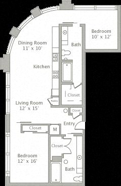 Floor plan layout diagram for 2B