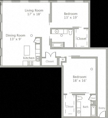 Floor plan layout diagram for 2R