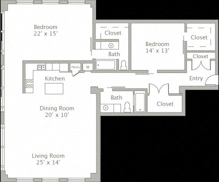 Floor plan layout diagram for 2S Penthouse