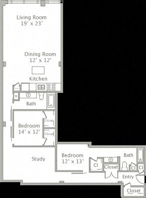 Floor plan layout diagram for 2T