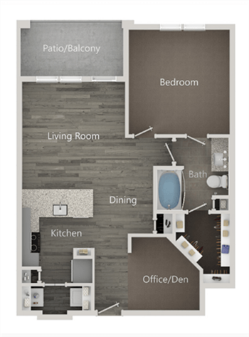 1G Den floor plan