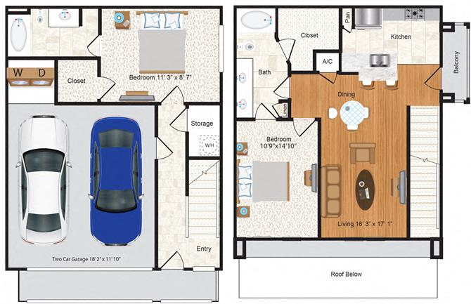Floor plan layout diagram for 2A w/ Balcony Renovation 2