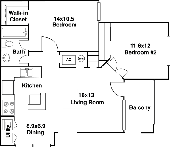 Floor plan layout diagram for 2A