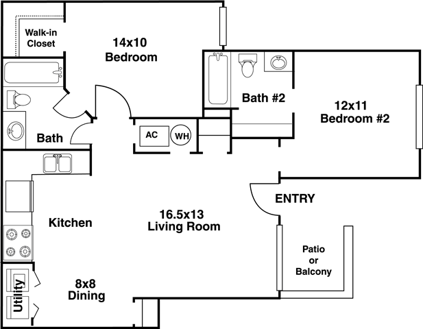 Floor plan layout diagram for 2B Renovation 2