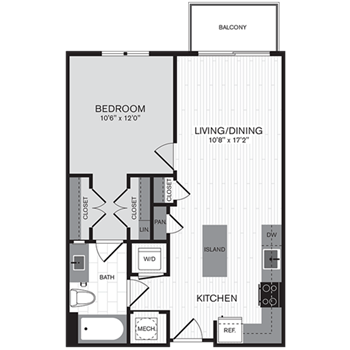 1A-J w/ Balcony (Affordable Housing) floor plan