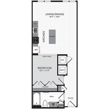1B w/ Balcony floor plan