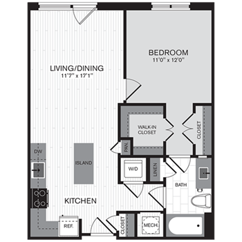 1D w/ Balcony floor plan