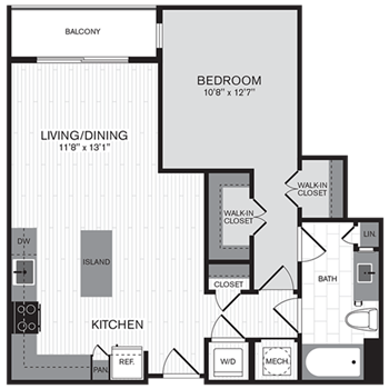 1L w/ Balcony floor plan
