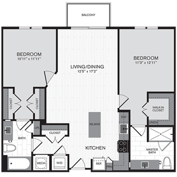 2C w/ Balcony floor plan