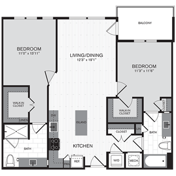 2E-J w/ Balcony (Affordable Housing) floor plan