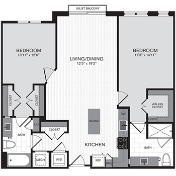 2G w/ Balcony floor plan