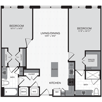 2K w/ Balcony floor plan