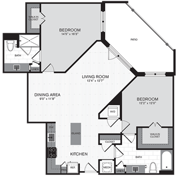 2P w/ Balcony floor plan