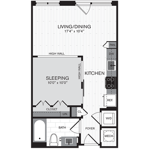 Floor plan layout diagram for SA w/ Balcony