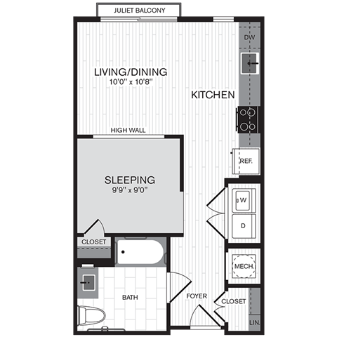 Floor plan layout diagram for SB w/ Balcony