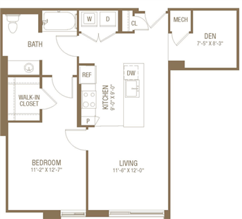 1G Den floor plan