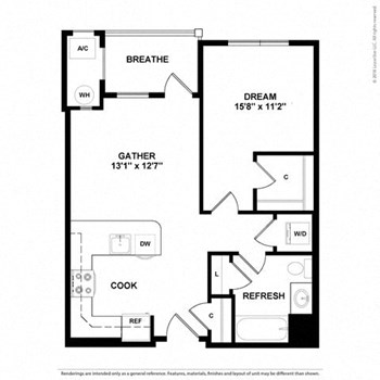 1A w/ Balcony floor plan