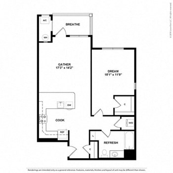 1Q w/ Balcony floor plan
