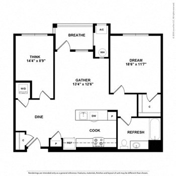 1S Den w/ Balcony floor plan