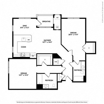 2AB w/ Balcony floor plan