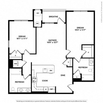 2Y w/ Balcony floor plan