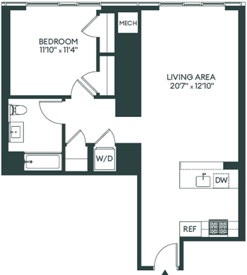 1K floor plan