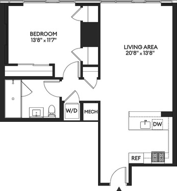 Floor plan layout diagram for 1P