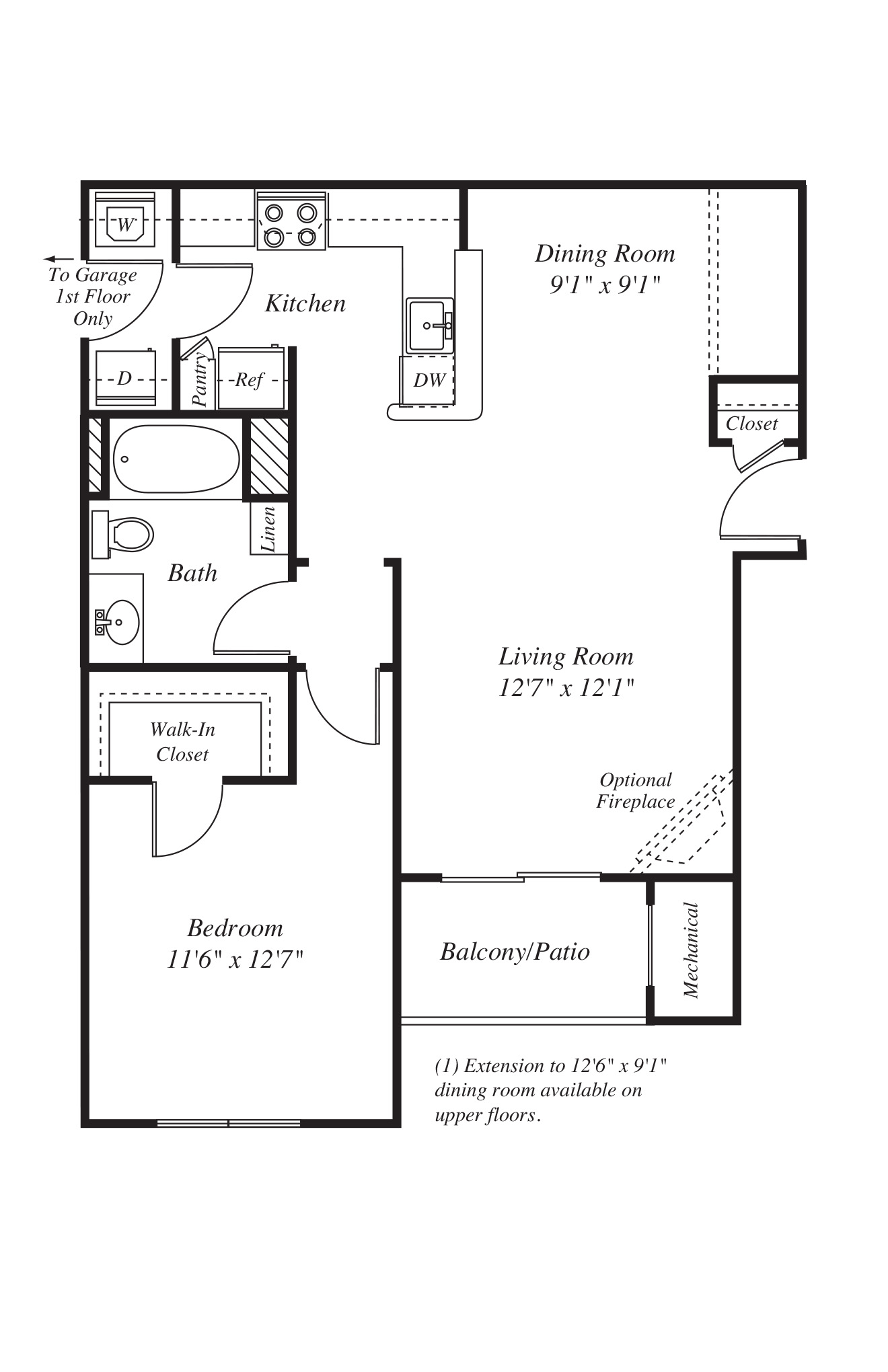 Floor plan layout diagram for 1B Renovation 6
