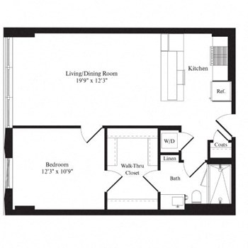 1K floor plan