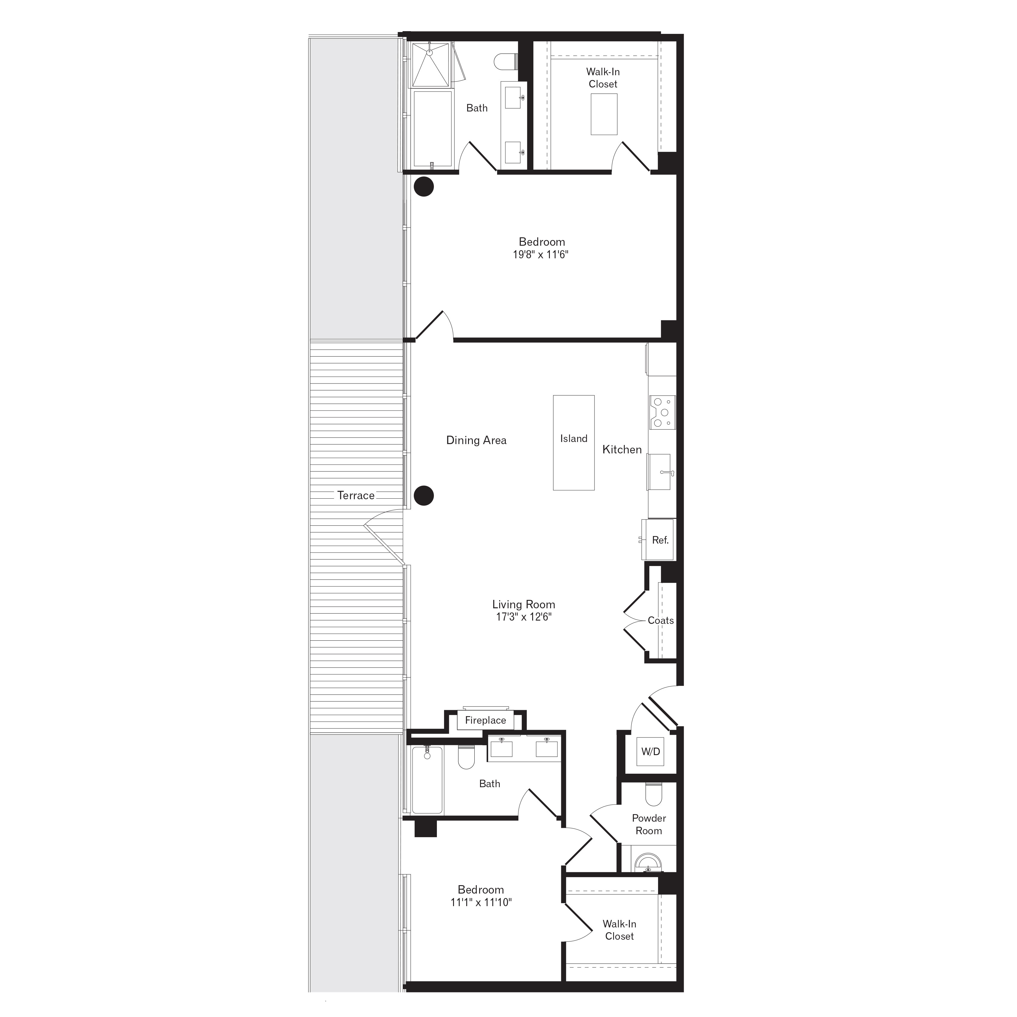 Floor plan layout diagram for 2AD Penthouse