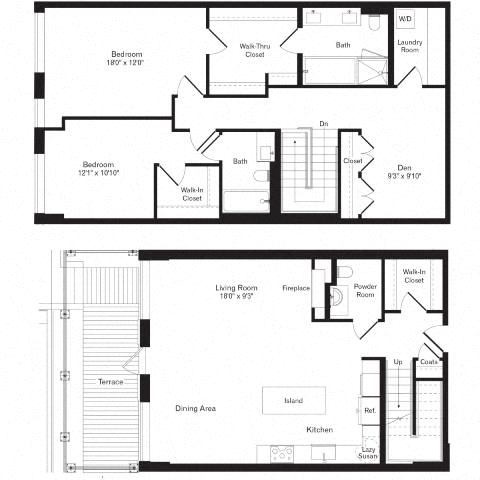Floor plan layout diagram for 2AP Townhome