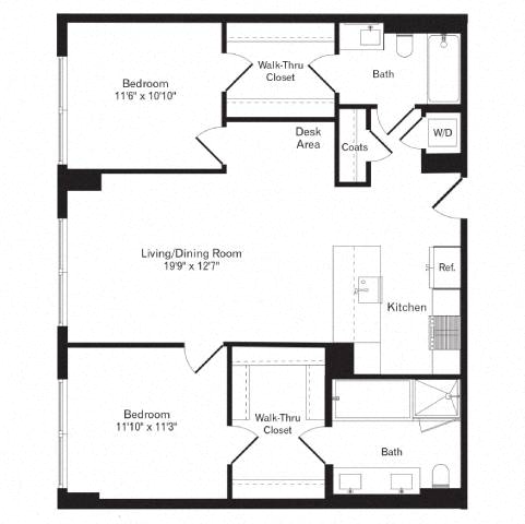 Floor plan layout diagram for 2E