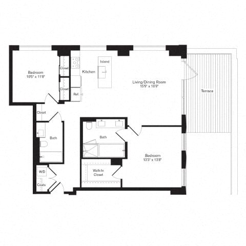 Floor plan layout diagram for 2H