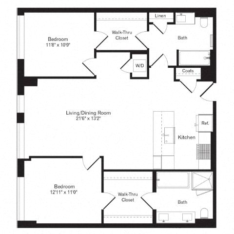Floor plan layout diagram for 2M