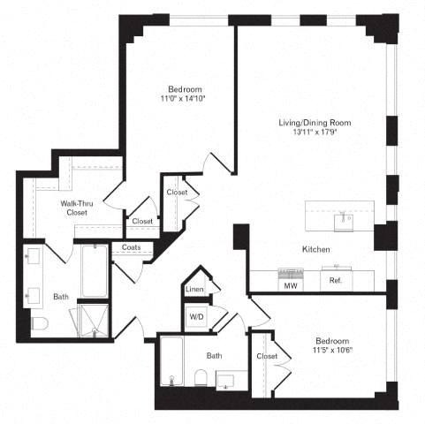 Floor plan layout diagram for 2P