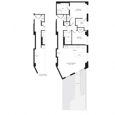 Floor plan layout diagram for 2R