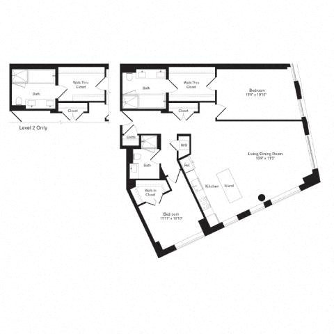 Floor plan layout diagram for 2T