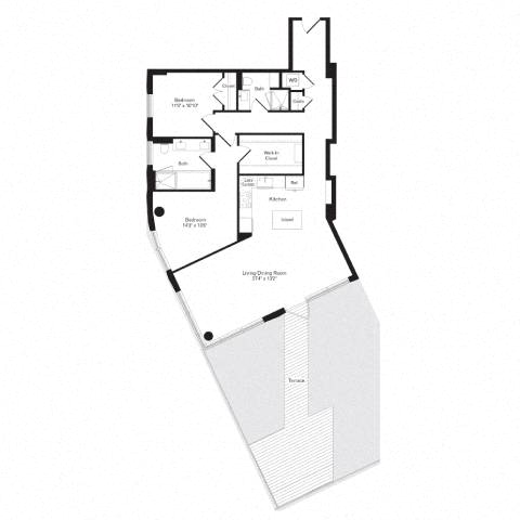 Floor plan layout diagram for 2U