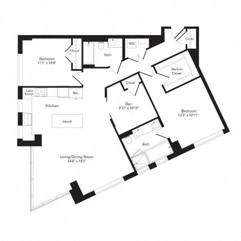 Floor plan layout diagram for 2W Den
