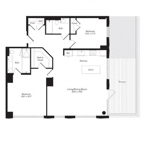 Floor plan layout diagram for 2X