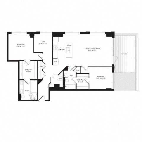 Floor plan layout diagram for 2Y Den