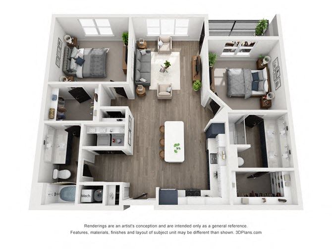 Floor plan layout diagram for 2B