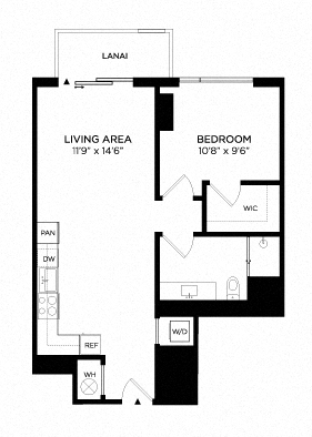 Floor plan layout diagram for 1U